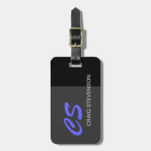 ブラックブルーグレースクリプト名前をカスタムするラゲッジタグ ラゲッジタグ (正面縦)