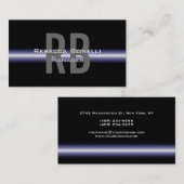 ブラックブルーグレーモノグラムマネージャの名刺 名刺 (正面/裏面)