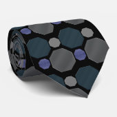 ブラックブルーグレー八角形パターンタイ ネクタイ (ロール)
