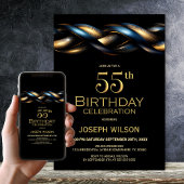 ブラックブルーゴールド55歳誕生日パーティー 招待状