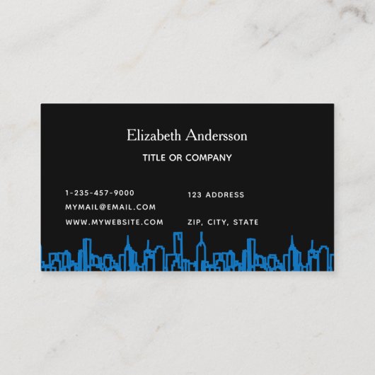 ブラックブルーシティのスカイライン実在ビジネスエステート 名刺 (裏面)