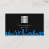 ブラックブルーシティ実在スキライン不動産ロゴQRコード 名刺 (正面)