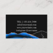 ブラックブルーシルバーイニシャルアゲートグラムマーブル 名刺 (裏面)