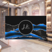 ブラックブルーシルバーイニシャルアゲートグラムマーブル 名刺