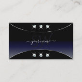 ブラックブルーシルバー華美ダイヤモンドとモノグラム 名刺 (正面)