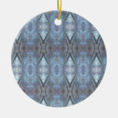 ブラックブルージオメトリクロスダイヤモンドパターン セラミックオーナメント (正面)