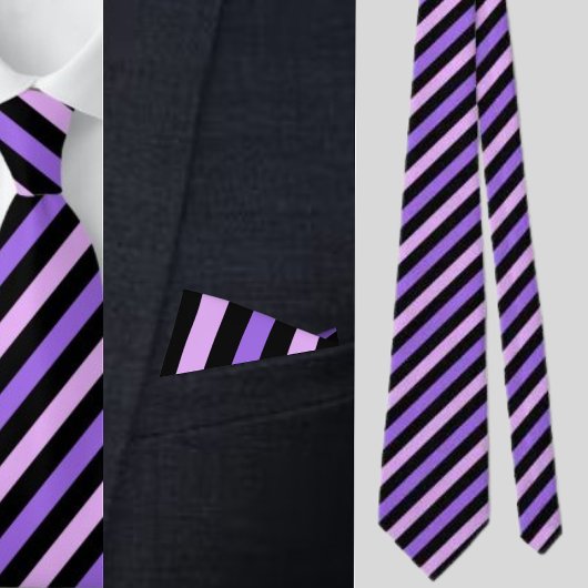 ブラックブルーストライプ抽象芸術パターン ネクタイ