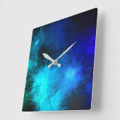 ブラックブルーターコイズの緑の色爆発 スクエア壁時計 (傾斜)