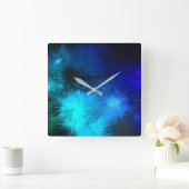 ブラックブルーターコイズの緑の色爆発 スクエア壁時計 (ホーム)