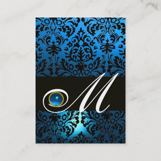 ブラックブルーダマスクフローラモノグラムサファイア宝石 名刺 (裏面)