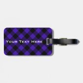 ブラックブルーチェック荷物タグとカスタム文字名 ラゲッジタグ (裏面横)