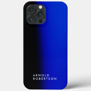 ブラックブルートレンディーモダンミニマリスト名前の追加 iPhone 13 PRO MAXケース