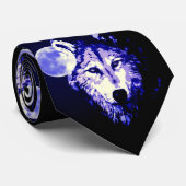 ブラックブルーナイトウルフ&ムーン ネクタイ (ロール)