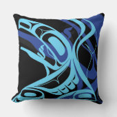 ブラックブルーハイダイーグルサンダーバード先住民アート クッション (正面)