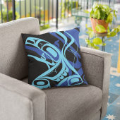 ブラックブルーハイダイーグルサンダーバード先住民アート クッション