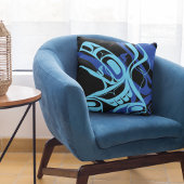 ブラックブルーハイダイーグルサンダーバード先住民アート クッション