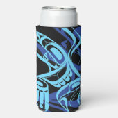 ブラックブルーハイダイーグルサンダーバード先住民アート スリム缶クーラー (Seltzer裏面)