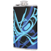 ブラックブルーハイダイーグルサンダーバード先住民アート フラスク (左)