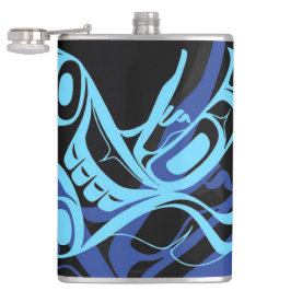 ブラックブルーハイダイーグルサンダーバード先住民アート フラスク