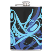 ブラックブルーハイダイーグルサンダーバード先住民アート フラスク (正面)