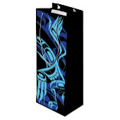 ブラックブルーハイダイーグルサンダーバード先住民アート ワインギフトバッグ (裏面アングル)