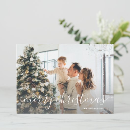 ブラックブルーバッファロープレイドフォトメリークリスマス シーズンカード (スタンド正面)