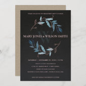 ブラックブルーバラ金ゴールド動物相リース婚約カード サンキューカード (正面/裏面)