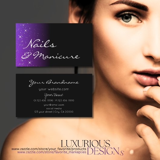 ブラックブルーパープルグリッタースターズプロフェッショナル 名刺