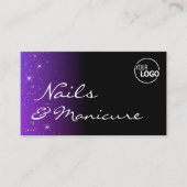 ブラックブルーパープルグリッタースター(ロゴ付き) スタイリッシュ 名刺 (正面)