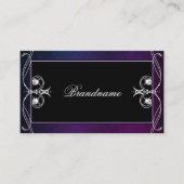 ブラックブルーパープルスパークルダイヤモンド華美オーナメント 名刺 (正面)