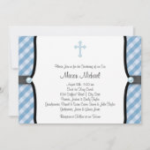ブラックブルーパールクロスブルーギンガム《キリスト教》洗礼式や命名式 招待状 (正面)