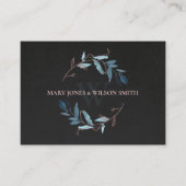 ブラックブルーピンクの葉のリース結婚のウェブサイト エンクロージャーカード (正面)