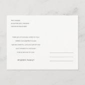 ブラックブルーピンクの葉リースメモリアル インビテーションポストカード (裏面)