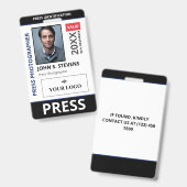 ブラックブルーフォト&大きなロゴプレスID バッジ (表裏)