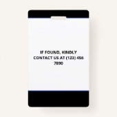 ブラックブルーフォト&大きなロゴプレスID バッジ (裏面)