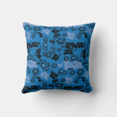 ブラックブルーフローラパターン クッション (裏面)