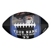 ブラックブループレイヤー名番号チームフォト アメリカンフットボール (正面)