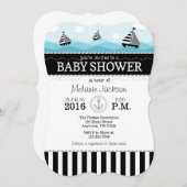 ブラックブルーベビー航海のシャワー招待状 招待状 (正面/裏面)