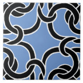 ブラックブルーホワイトケルト結び目模様シームレスパターンタイル タイル (正面)