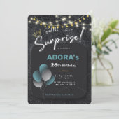 ブラックブルーホワイトサプライズ誕生日の招待状 招待状 (スタンド正面)