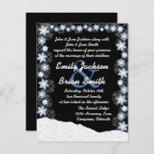 ブラックブルーホワイトスノーフレークのカスタムウェディング招待状 招待状 (正面/裏面)