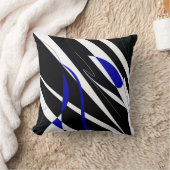ブラックブルーホワイトデザイン クッション (ブランケット)
