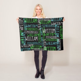 ブラックブルーボーイズパーソナライズされた名前をカスタムする フリースブランケット