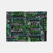 ブラックブルーボーイズパーソナライズされた名前をカスタムする フリースブランケット (正面(横))