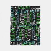 ブラックブルーボーイズパーソナライズされた名前をカスタムする フリースブランケット (正面)