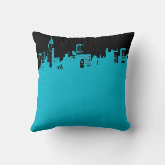 ブラックブルーポップ・アートのアートニューヨークシティ装飾用クッション クッション (裏面)