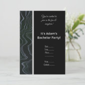 ブラックブルーマーブルパターン独身パーティー招待状 招待状 (スタンド正面)