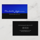 ブラックブルーメイクアップアーティストビジネスユニークカード 名刺 (正面/裏面)