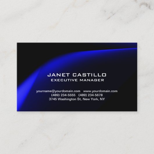 ブラックブルーモダンプロフェッショナルパーソナルシンプル 名刺 (正面)