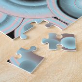 ブラックブルーモチャピンクのグラデーション同心円 ジグソーパズル (側面)